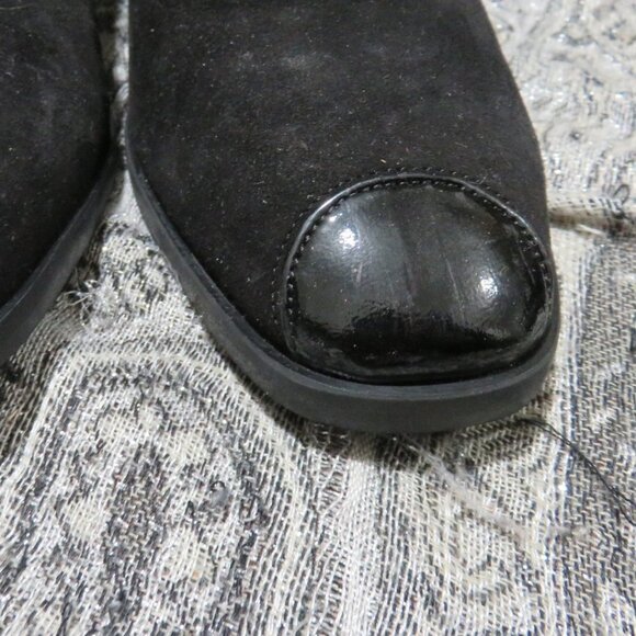 BOGO Renzo Fontanelli Vintage Classic Black Suede Pumps patent leather cap toe - Picture 4 of 11